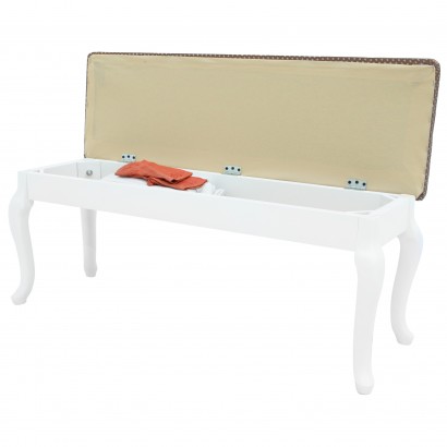 Банкетка Вивальди с ящиком (43х105х32) в классическом стиле, белый, коронка