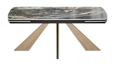 Стол DikLine SKP180 Керамика Amadeus/подстолье черное/опоры дуб монтана (2 уп.)