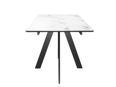 Стол DikLine DKD120, керамика 120(160)х80, мрамор белый матовый, опоры черные (2 уп.)