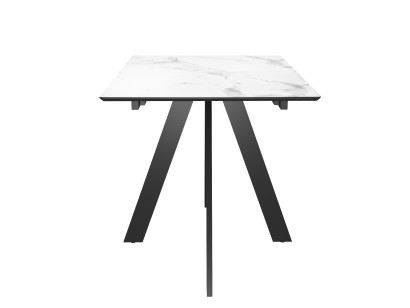 Стол DikLine DKD120, керамика 120(160)х80, мрамор белый матовый, опоры черные (2 уп.)