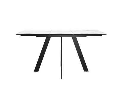 Стол DikLine DKD120, керамика 120(160)х80, мрамор белый матовый, опоры черные (2 уп.)