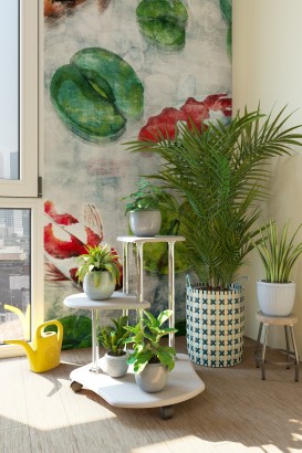 Подставка для цветов Двоечка (60х65х55) в скандинавском стиле, бежевый