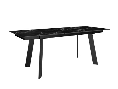 Стол DikLine DKH160, керамика 160(200)х90, мрамор черный матовый, опоры черные (2 уп.)