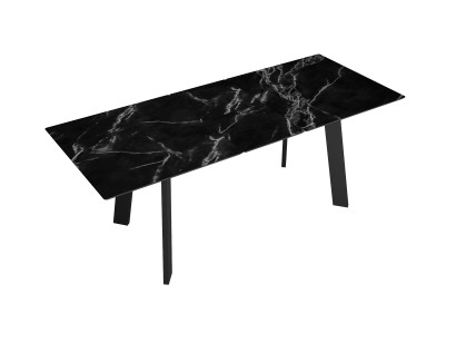 Стол DikLine DKH160, керамика 160(200)х90, мрамор черный матовый, опоры черные (2 уп.)