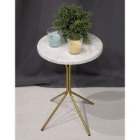 Столик журнальный SHT-CT12-1 (51,5х41х41) в скандинавском стиле, золото, бетон хафит