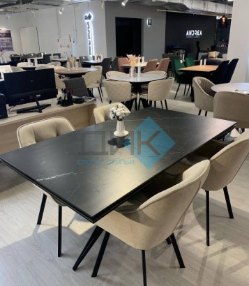 Стол DikLine SFE160 Керамика Черный мрамор/подстолье черное/опоры черные (2 уп.)