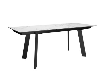 Стол DikLine DKH160, керамика 160(200)х90, мрамор белый матовый, опоры черные (2 уп.)