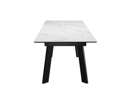 Стол DikLine DKH160, керамика 160(200)х90, мрамор белый матовый, опоры черные (2 уп.)