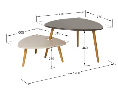 Стол журнальный Стилгрей (46х120х78) в скандинавском стиле, серый лен, бежевый лен, дуб светлый