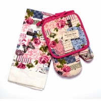 Набор для кухни, рисунок Пэчворк (руковичка+прихватка+полотенце) 27x17+17x17+38x63,5 арт. Nabor Pechvork