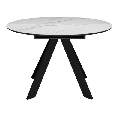 Стол DikLine SKC110 d1100 Керамика Белый мрамор/подстолье черное/опоры черные