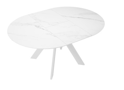 Стол DikLine SKC110 d1100 Керамика Белый мрамор/подстолье белое/опоры белые