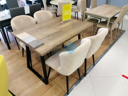 Стол Dikline ZB120 Дуб Галифакс (ЛДСП EGGER)/Опоры черные