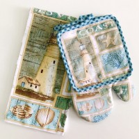 Набор для кухни, рисунок Старый маяк (руковичка+прихватка+полотенце) 27x17+17x17+38x63,5 арт. Old lighthouse