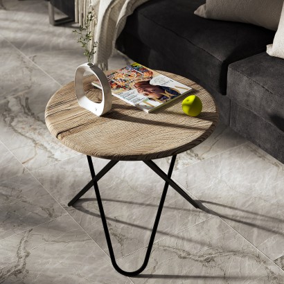 Стол журнальный BeautyStyle 20 (45х50х50) в стиле лофт, дуб крымский состаренный, черный