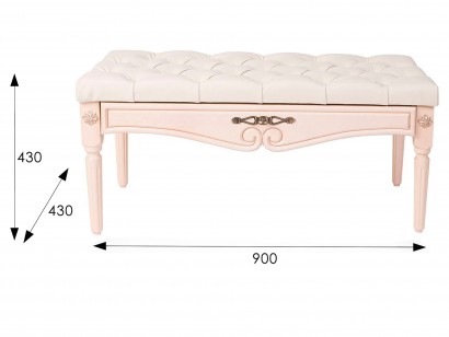 Банкетка Сильвия экокожа (43х90х43) в классическом стиле, молочный, белый ясень