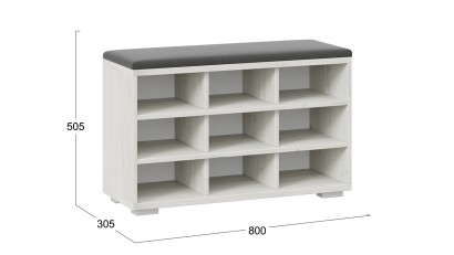 Тумба для обуви Тип 10 цвет: дуб крафт белый, велюр графит