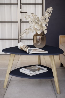 Стол журнальный Бруклин (50х78х77) в скандинавском стиле, темно-синий, дуб сонома