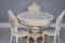  Комплект мебели для кухни стол Голд слоновая кость в золоте и три стула Шейх белый в золоте, сиденье жаккард.