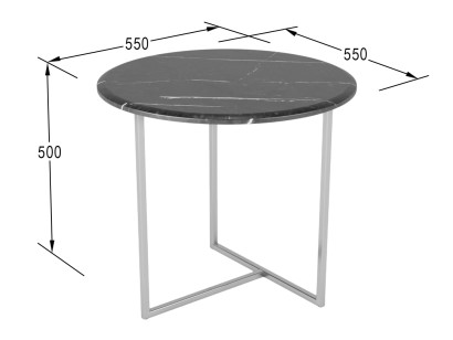 Стол журнальный Альбано (50х55х55) в стиле лофт, черный мрамор, хром