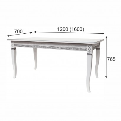 Стол обеденный Фидея 3 (76,5х120х70) в классическом стиле, белый, серебро