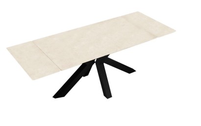 Стол DikLine SFE140 Керамика Krater Perla (бежевый матовый)/подстолье черное/опоры черные (2 уп.)