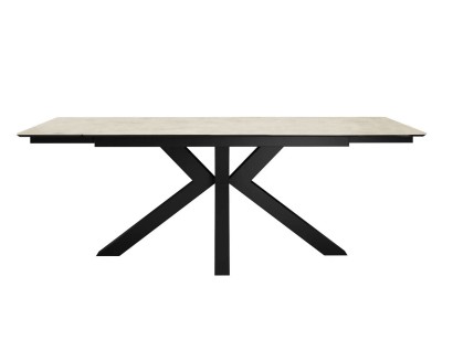 Стол DikLine SFE140 Керамика Krater Perla (бежевый матовый)/подстолье черное/опоры черные (2 уп.)