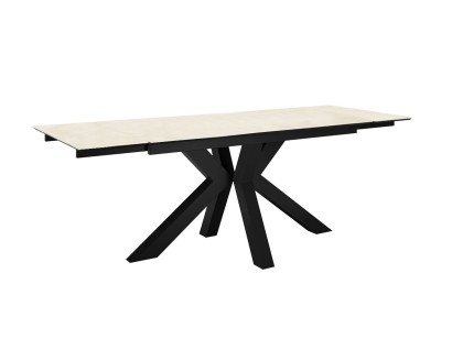 Стол DikLine SFE140 Керамика Krater Perla (бежевый матовый)/подстолье черное/опоры черные (2 уп.)