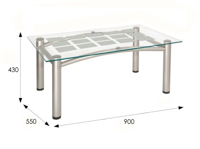 Стол журнальный Робер 3М прозрачное (43х90х55) в стиле техно, металлик