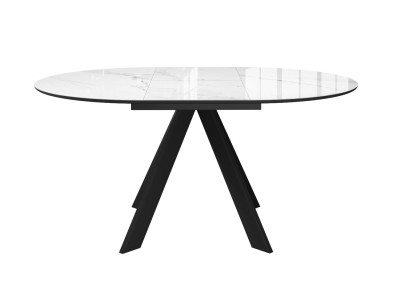 Стол DikLine SFC100 d1000 стекло Оптивайт Белый мрамор/подстолье черное