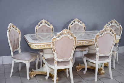 Кухонный стол Голд прямоугольный со скошенными углами слоновая кость золото