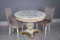 Комплект мебели для кухни стол Голд слоновая кость в золоте и два стула Сурен белый, сиденье бежевый велюр.