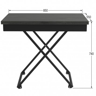 Стол универсальный трансформируемый АНДРЭ Loft ЛДСП (40х85х55) в стиле лофт, интра, чёрный