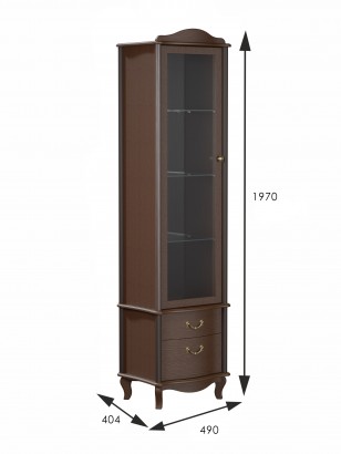 Шкаф-витрина Джульетта, Л (197х49х40,4) в классическом стиле, орех