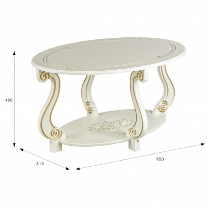 Стол журнальный Овация (М) (49х90х61) в классическом стиле, слоновая кость, золото