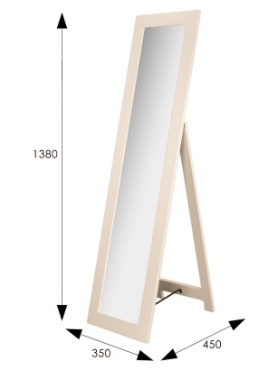 Зеркало напольное BeautyStyle 8 (138х35х45) в классическом стиле, слоновая кость