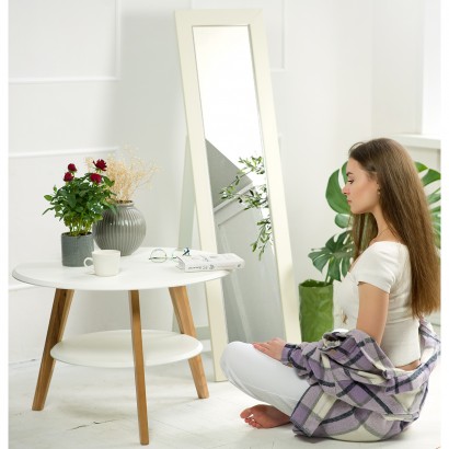 Зеркало напольное BeautyStyle 8 (138х35х45) в классическом стиле, слоновая кость