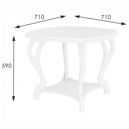 Стол журнальный Кофейный П Л (59х71х71) в классическом стиле, молочный дуб