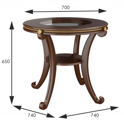 Стол журнальный Глория С Л (65х74х74) в классическом стиле, орех