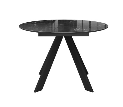 Стол DikLine SFC110 d1100 стекло Оптивайт Черный мрамор/подстолье черное/опоры черные