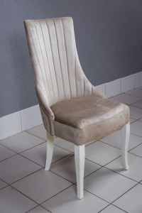 Стул кухонный Сурен белый. Сиденье бежевый велюр