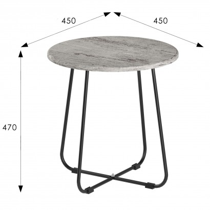 Стол журнальный BeautyStyle 14 (47х45х45) в стиле лофт, серый шпат, черный