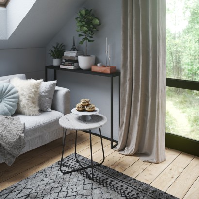 Стол журнальный BeautyStyle 14 (47х45х45) в стиле лофт, серый шпат, черный