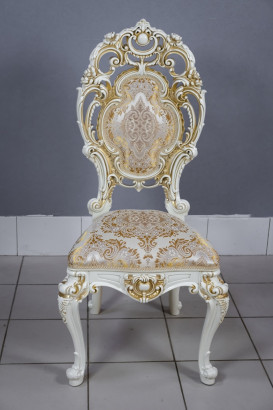 Кухонный стул Силики белый в золоте. Сиденье жаккард.