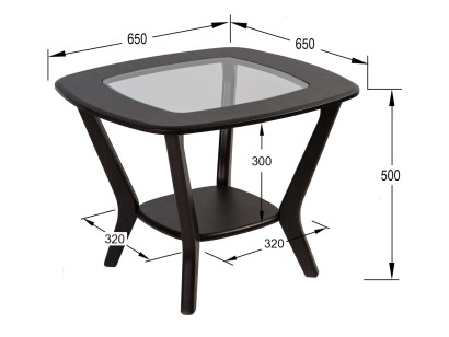 Стол журнальный Мельбурн со стеклом (50х65х65) в скандинавском стиле, венге