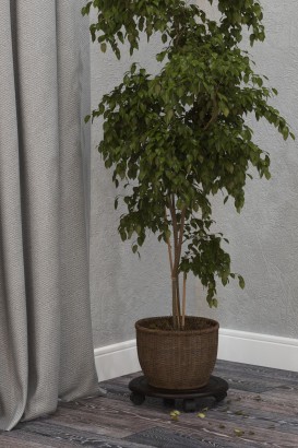 Подставка для цветов Спираль на колесах (2 шт) (7х34,5х34,5) в скандинавском стиле, венге